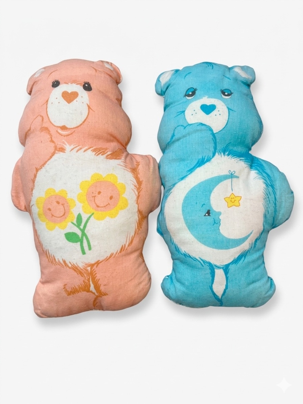 Vintage Classic Plush Bear Toy Pair - Blue and Peach Kids Plush